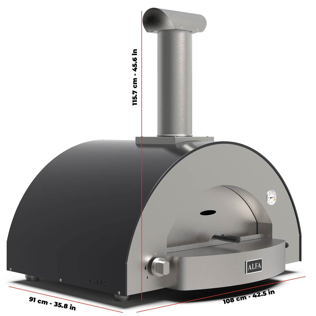 Alfa Classico 4 Pizze Gas-Fired Pizza Oven In Ardesia Grey